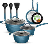 UrbanPantry: 11-Piece Kitchen Cookware Set, Non-Stick Pots and Pans, Easy-to-Clean, Kitchen Utensils Set with Ceramic Coating for Home Cooking, Induction Safe, Diamond Pattern