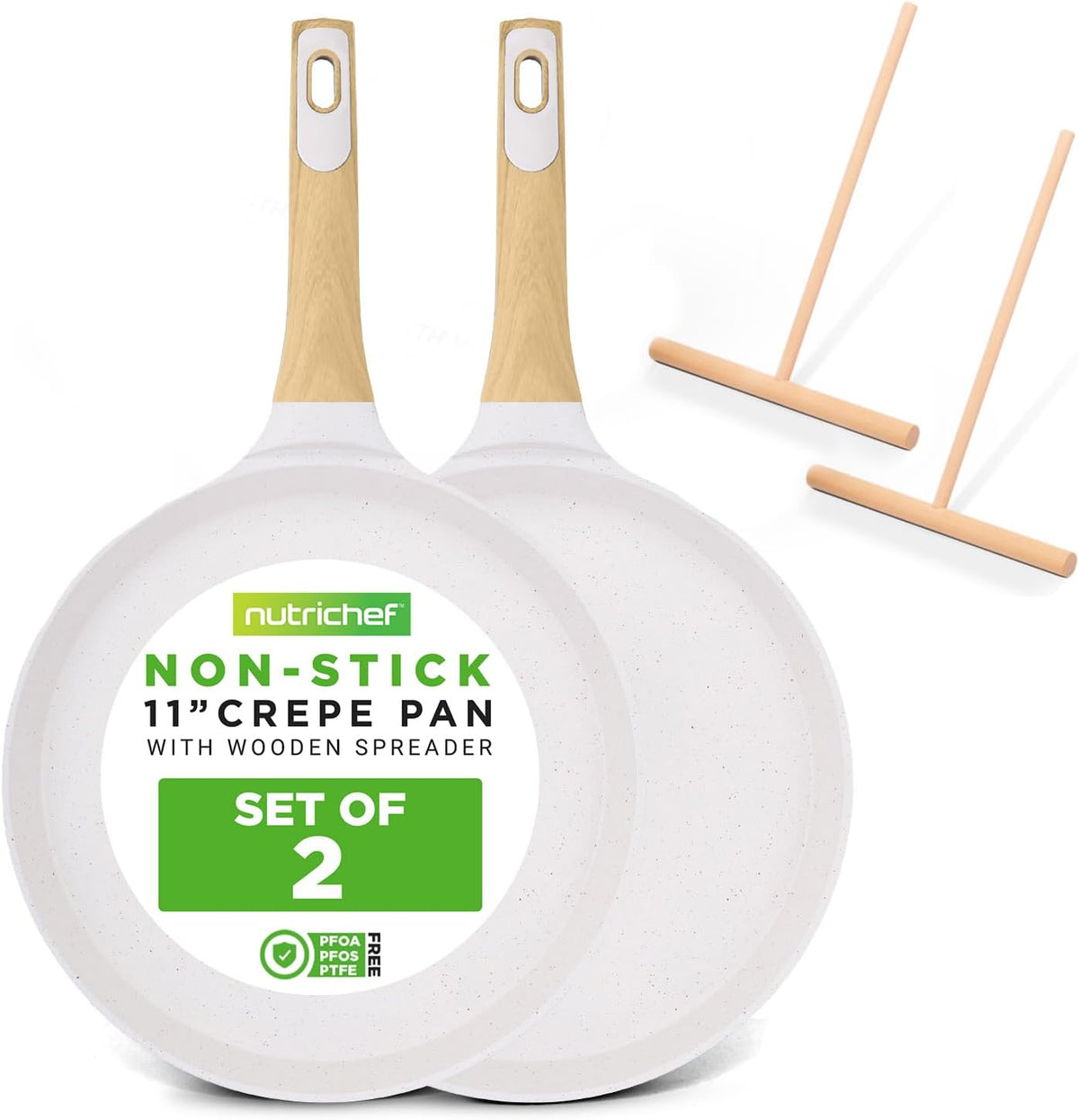 UrbanPantry: 9.45” Non-Stick Crepe Pan with Wooden Spreader, Durable Marble Coated Dosa Pan, Bakelite Handle and Induction Bottom, PFOA/PFOS Free, Dishwasher Safe, Even Heat Distribution (Black Marble)