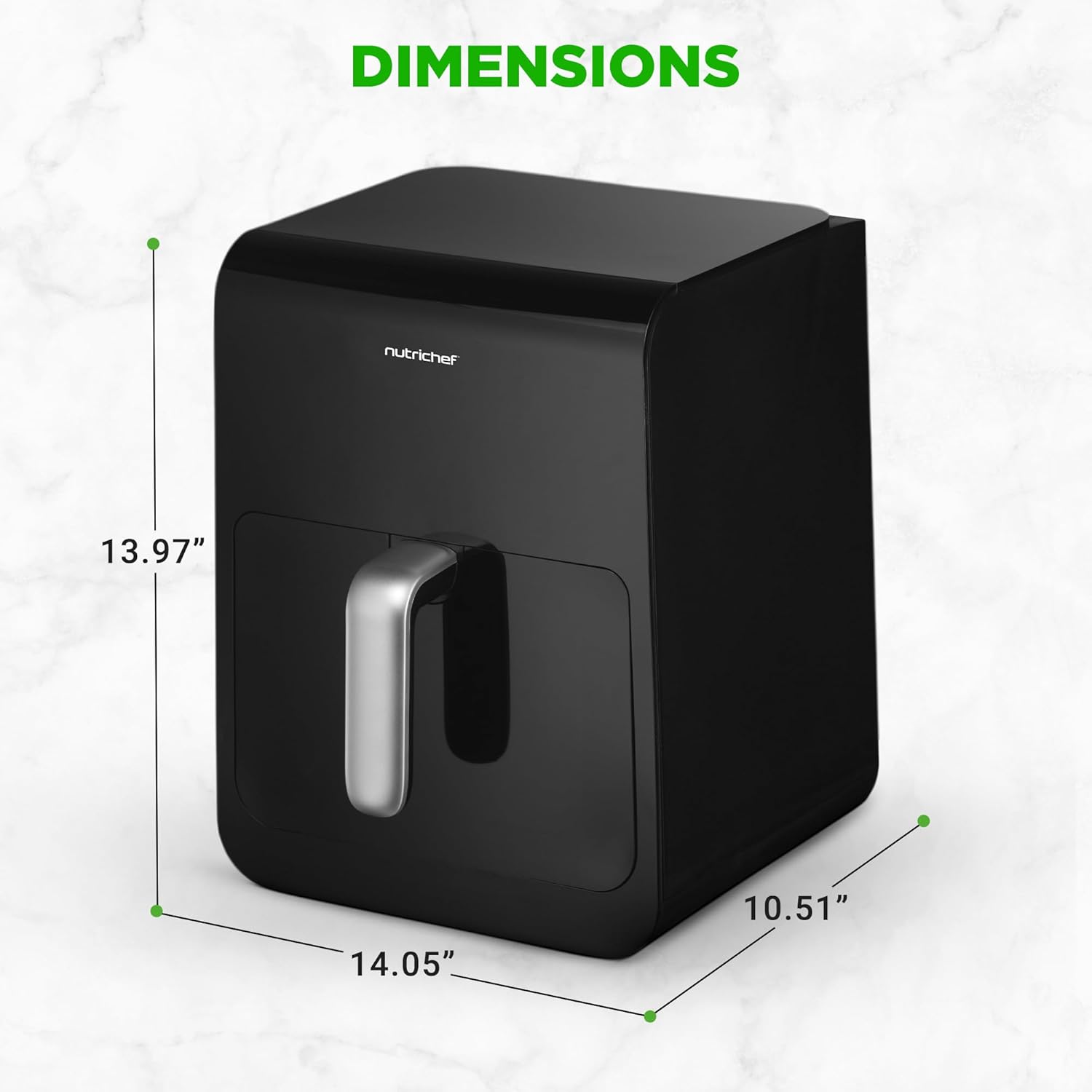 UrbanPantry: 6 Quart Air Fryer - 1400W Large Digital Airfryer, LED Touch Display, 12 Cooking Presets, 360° Hot Air for Even Heat, Adjustable Temp/Timer, Non-Stick Basket, Transparent Window (Black)