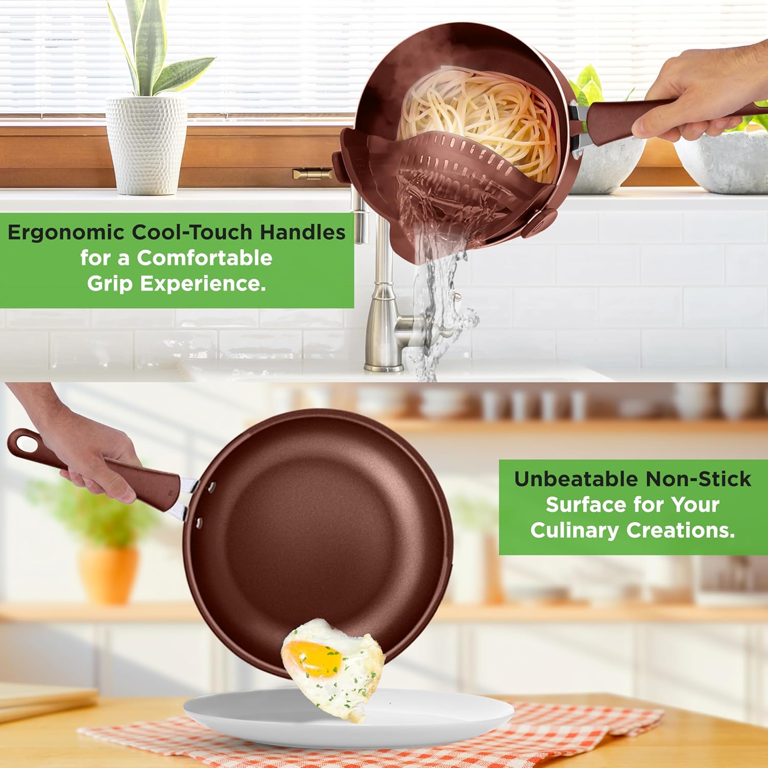 UrbanPantry: 20-Piece Non-Stick Bakeware and Cookware Set - Utensils Including Pots and Baking Pans Made with Durable Aluminum, Tempered Glass Lids, Heat-Resistant Utensils, Easy-Clean Design (White)
