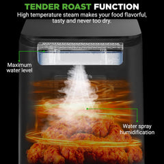 UrbanPantry: 6 Quart Air Fryer - 1400W Large Digital Airfryer, LED Touch Display, 12 Cooking Presets, 360° Hot Air for Even Heat, Adjustable Temp/Timer, Non-Stick Basket, Transparent Window (Black)