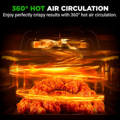 UrbanPantry: 6 Quart Air Fryer - 1400W Large Digital Airfryer, LED Touch Display, 12 Cooking Presets, 360° Hot Air for Even Heat, Adjustable Temp/Timer, Non-Stick Basket, Transparent Window (Black)