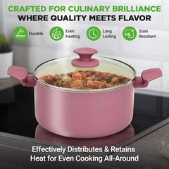 UrbanPantry:  75-Piece Non-Stick Pots and Pans Set, Complete Ceramic Cookware Set with Bakeware, Utensils, Knife Set, & Accessories, Stain-Resistant, Food-Grade Safe, Cream/Brown