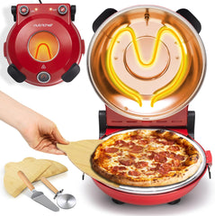 UrbanPantry:  Electric Pizza Oven | 12 Inch Countertop Pizza Maker with Temperature Control & Thermometer | Viewing Window for Precise Cooking | Heats up to 800F | Easy to Clean Non-Stick Stone | White