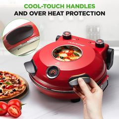 UrbanPantry:  Electric Pizza Oven | 12 Inch Countertop Pizza Maker with Temperature Control & Thermometer | Viewing Window for Precise Cooking | Heats up to 800F | Easy to Clean Non-Stick Stone | White