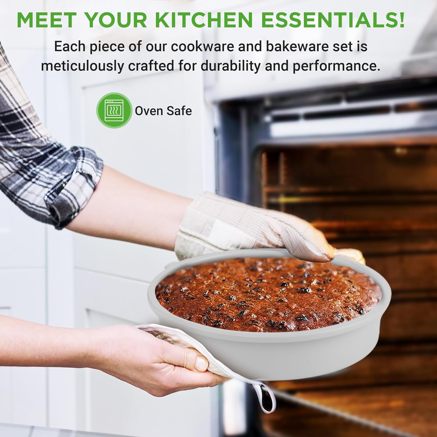 UrbanPantry: 20-Piece Non-Stick Bakeware and Cookware Set - Utensils Including Pots and Baking Pans Made with Durable Aluminum, Tempered Glass Lids, Heat-Resistant Utensils, Easy-Clean Design (White)