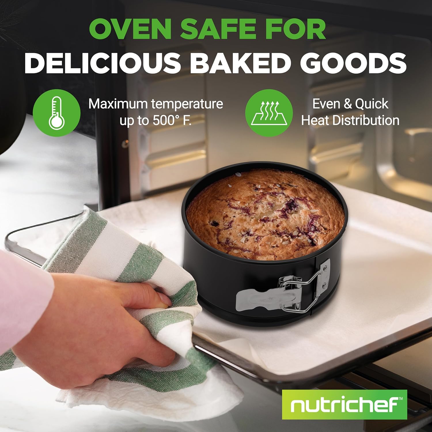 UrbanPantry: 3 Piece Nonstick Springform Pan Set | 3 Tiered Sizes 6, 8 & 10 Inch Pans | Carbon Steel Cheesecake Pans | Stainless Steel Clasps | Oven Safe to 450 F | Includes 300 Parchment Papers | Black