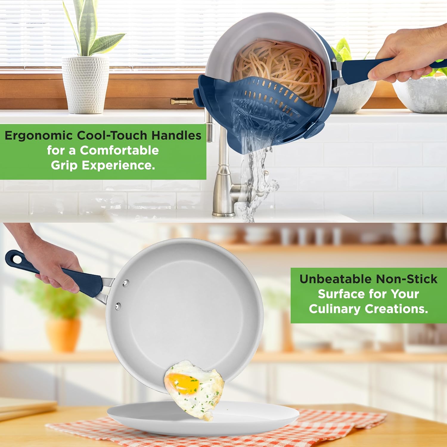 UrbanPantry: 20-Piece Non-Stick Bakeware and Cookware Set - Utensils Including Pots and Baking Pans Made with Durable Aluminum, Tempered Glass Lids, Heat-Resistant Utensils, Easy-Clean Design (White)