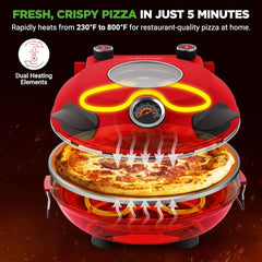 UrbanPantry:  Electric Pizza Oven | 12 Inch Countertop Pizza Maker with Temperature Control & Thermometer | Viewing Window for Precise Cooking | Heats up to 800F | Easy to Clean Non-Stick Stone | White