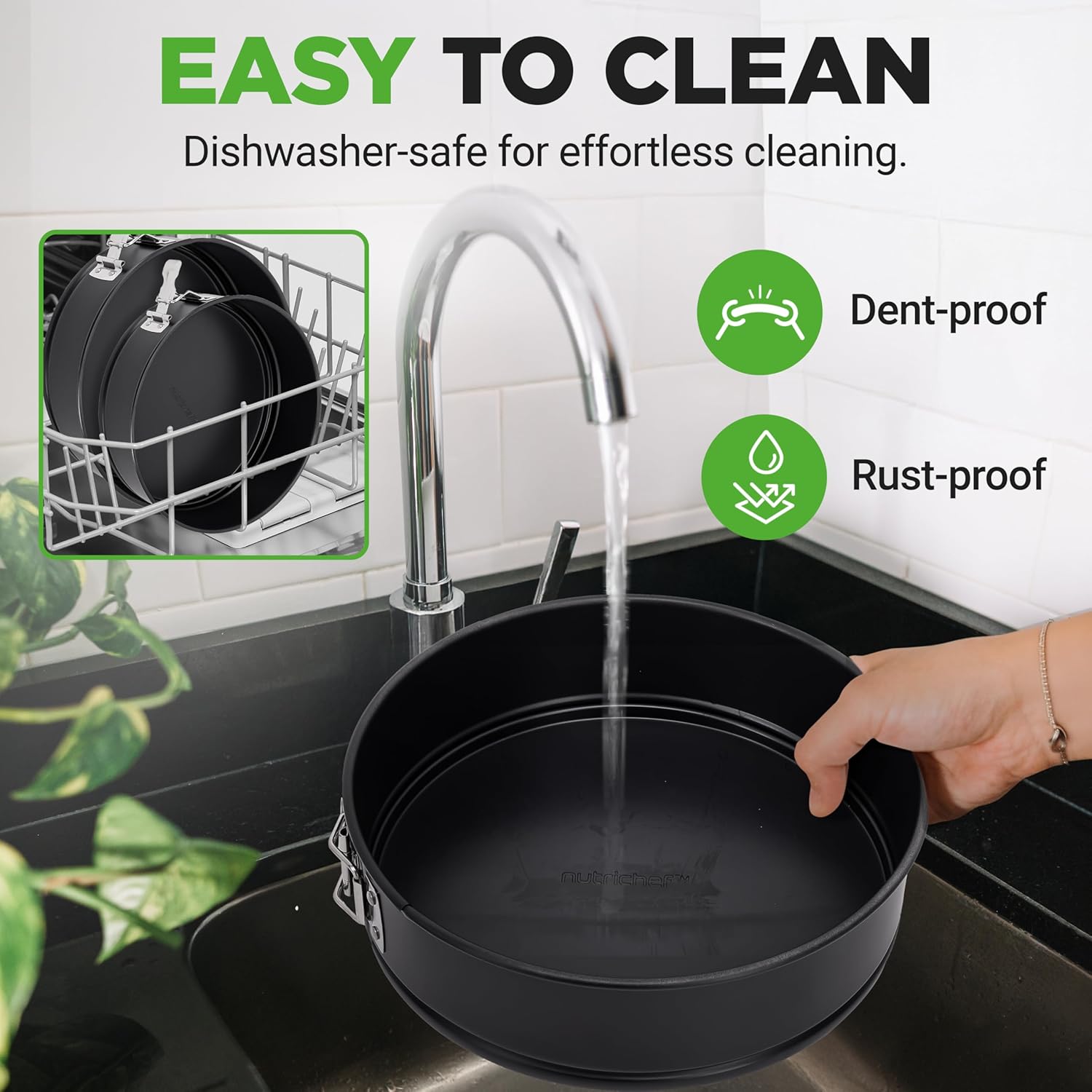 UrbanPantry: 3 Piece Nonstick Springform Pan Set | 3 Tiered Sizes 6, 8 & 10 Inch Pans | Carbon Steel Cheesecake Pans | Stainless Steel Clasps | Oven Safe to 450 F | Includes 300 Parchment Papers | Black