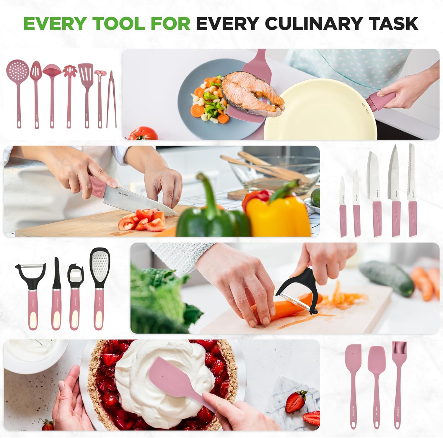 UrbanPantry:  75-Piece Non-Stick Pots and Pans Set, Complete Ceramic Cookware Set with Bakeware, Utensils, Knife Set, & Accessories, Stain-Resistant, Food-Grade Safe, Cream/Brown