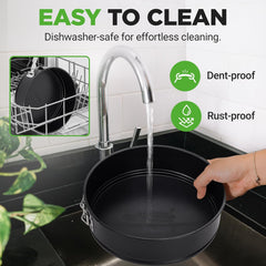 UrbanPantry: 3 Piece Nonstick Springform Pan Set | 3 Tiered Sizes 6, 8 & 10 Inch Pans | Carbon Steel Cheesecake Pans | Stainless Steel Clasps | Oven Safe to 450 F | Includes 300 Parchment Papers | Black