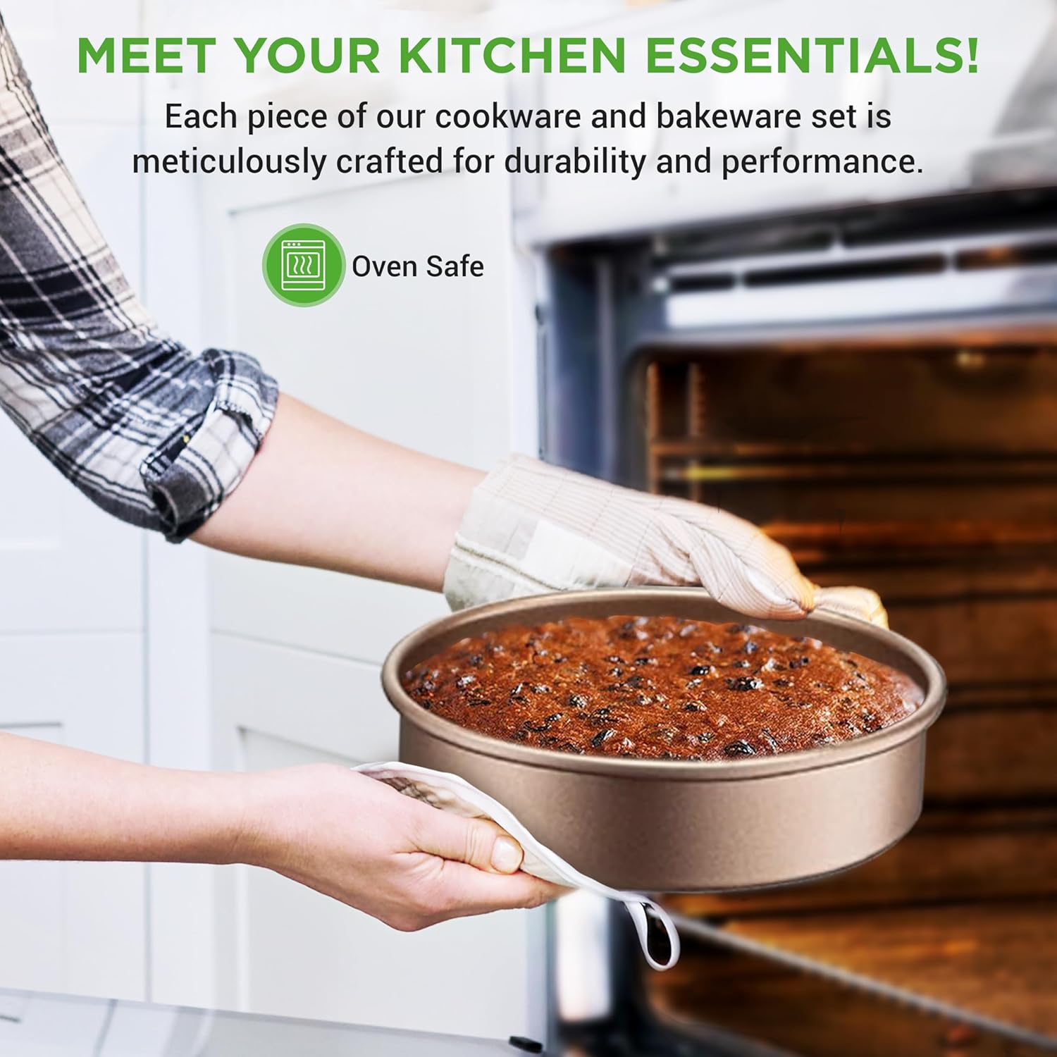 UrbanPantry: 20-Piece Non-Stick Bakeware and Cookware Set - Utensils Including Pots and Baking Pans Made with Durable Aluminum, Tempered Glass Lids, Heat-Resistant Utensils, Easy-Clean Design (White)