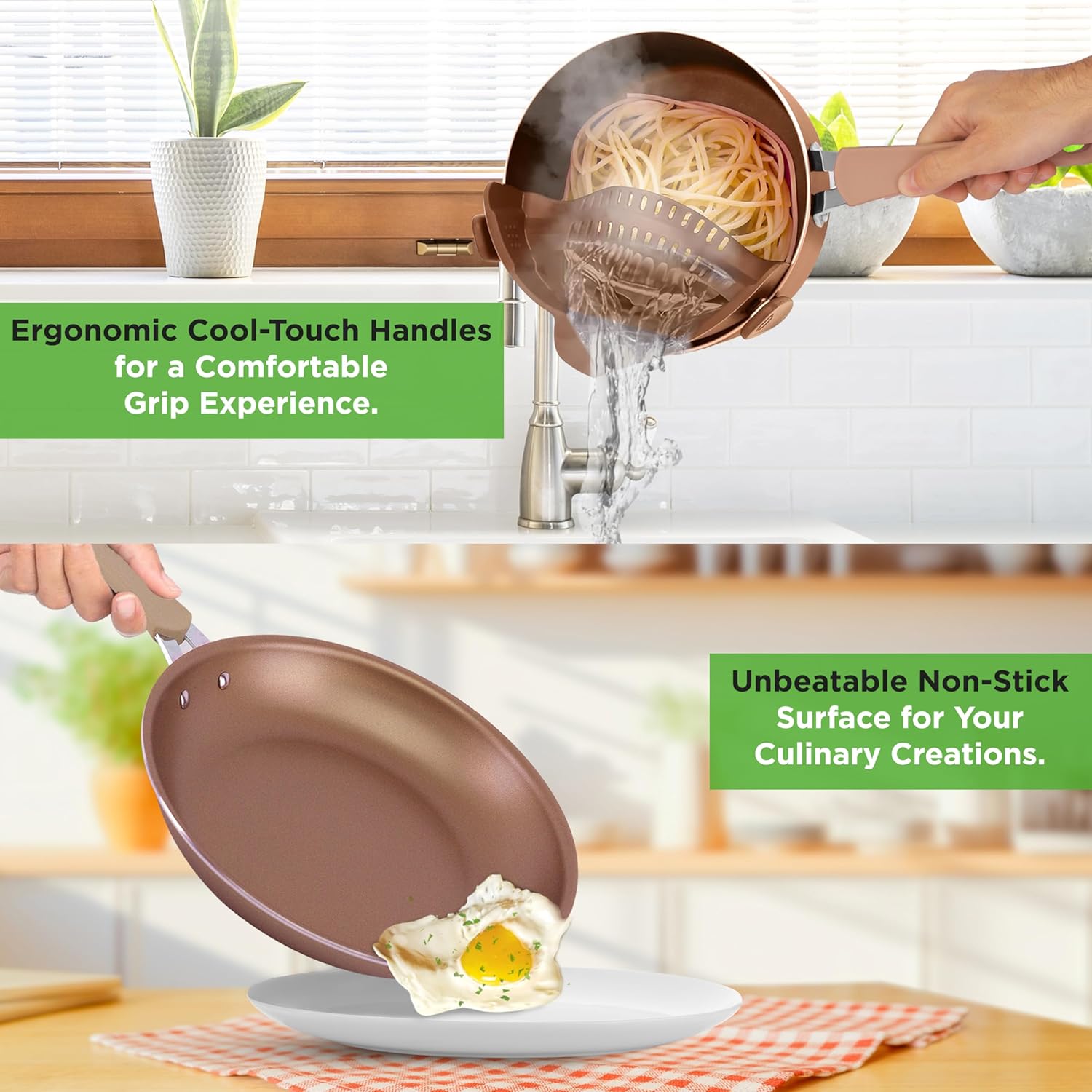 UrbanPantry: 20-Piece Non-Stick Bakeware and Cookware Set - Utensils Including Pots and Baking Pans Made with Durable Aluminum, Tempered Glass Lids, Heat-Resistant Utensils, Easy-Clean Design (White)