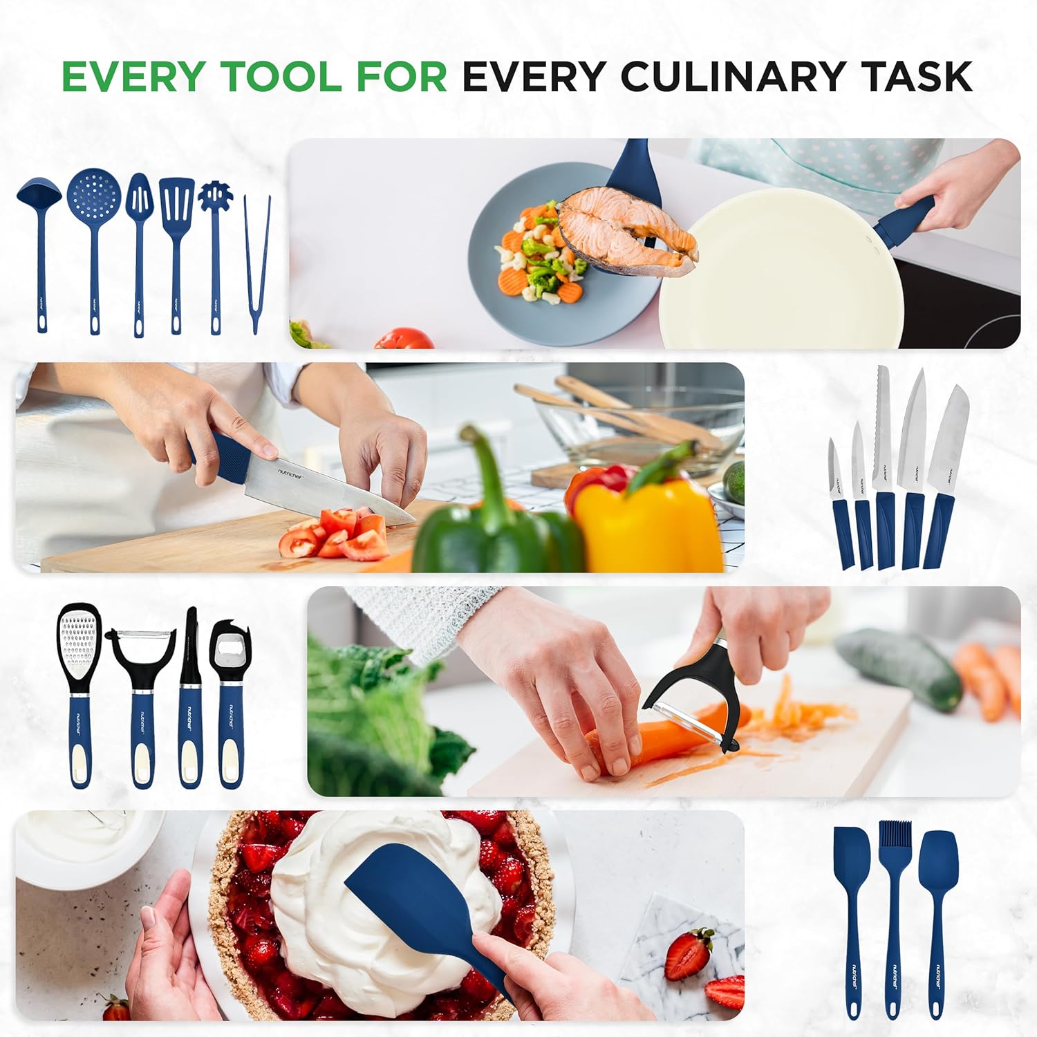 UrbanPantry:  75-Piece Non-Stick Pots and Pans Set, Complete Ceramic Cookware Set with Bakeware, Utensils, Knife Set, & Accessories, Stain-Resistant, Food-Grade Safe, Cream/Brown