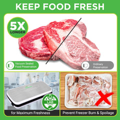 UrbanPantry: Vacuum Sealer For Food - Automatic Air Sealing Machine for Dry & Moist Foods, LED Touch Controls, Includes Vacuum Bags, Hose & Wine Stopper, High Suction Power
