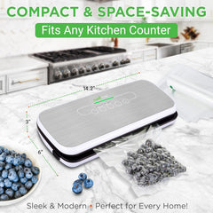 UrbanPantry: Vacuum Sealer For Food - Automatic Air Sealing Machine for Dry & Moist Foods, LED Touch Controls, Includes Vacuum Bags, Hose & Wine Stopper, High Suction Power