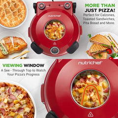 UrbanPantry:  Electric Pizza Oven | 12 Inch Countertop Pizza Maker with Temperature Control & Thermometer | Viewing Window for Precise Cooking | Heats up to 800F | Easy to Clean Non-Stick Stone | White